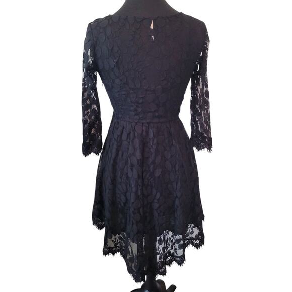 Free People Queens Love Black Lace Gothic Dress Sz 2 EUC - Picture 3 of 13
